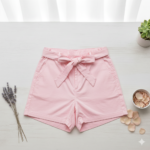 Shorts with a tie belt