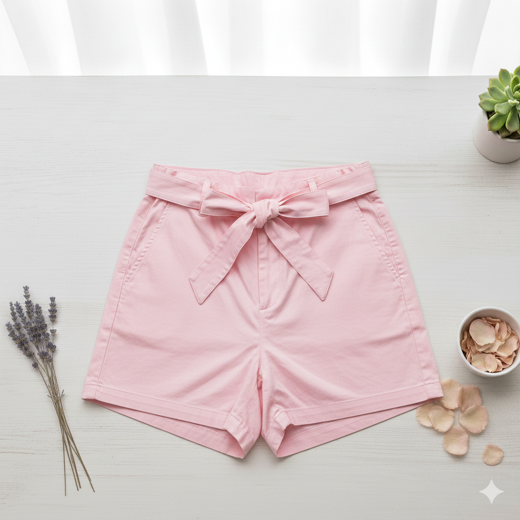 Shorts with a tie belt